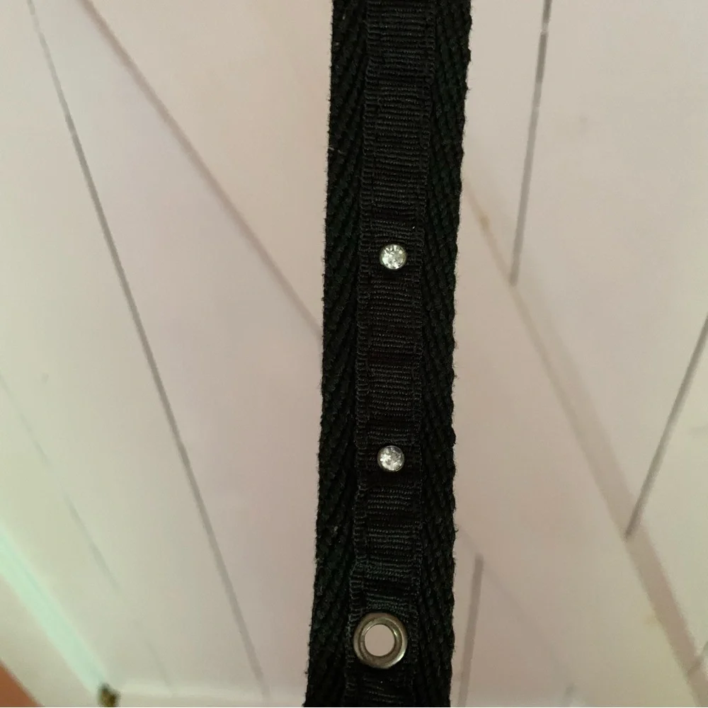 Girl's Black Belt Adjustable Size 6X Rhinestones Gunmetal Color Hardware